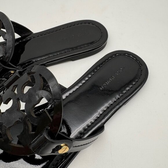 Tory Burch Miller Patent Leather Sandal Enamel Black - Picture 5 of 10